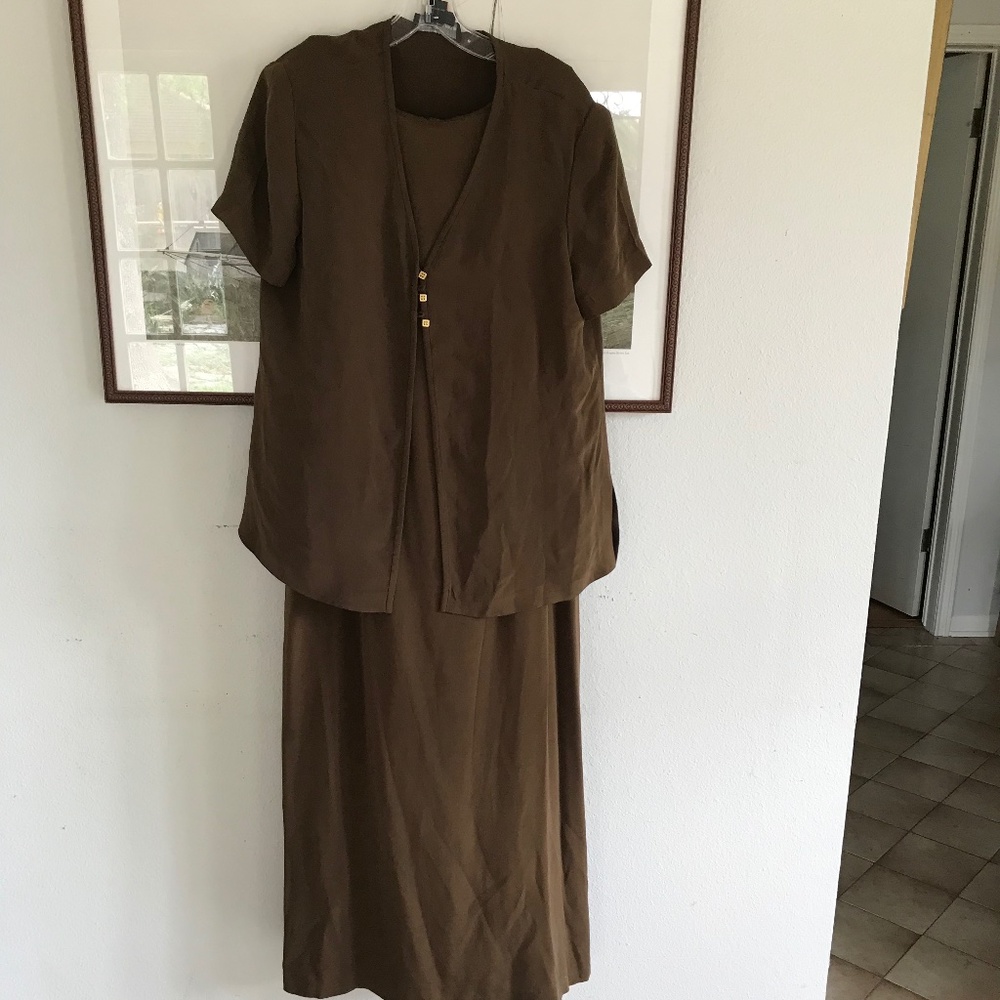 100%silk long  sheath dress